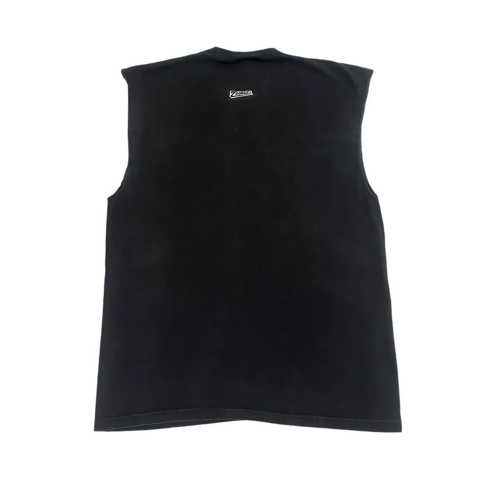 Vintage 90s ZubaZ Made in USA Muscle T-shirt Crew Neck Mens XL Black Faded - Picture 6 of 7